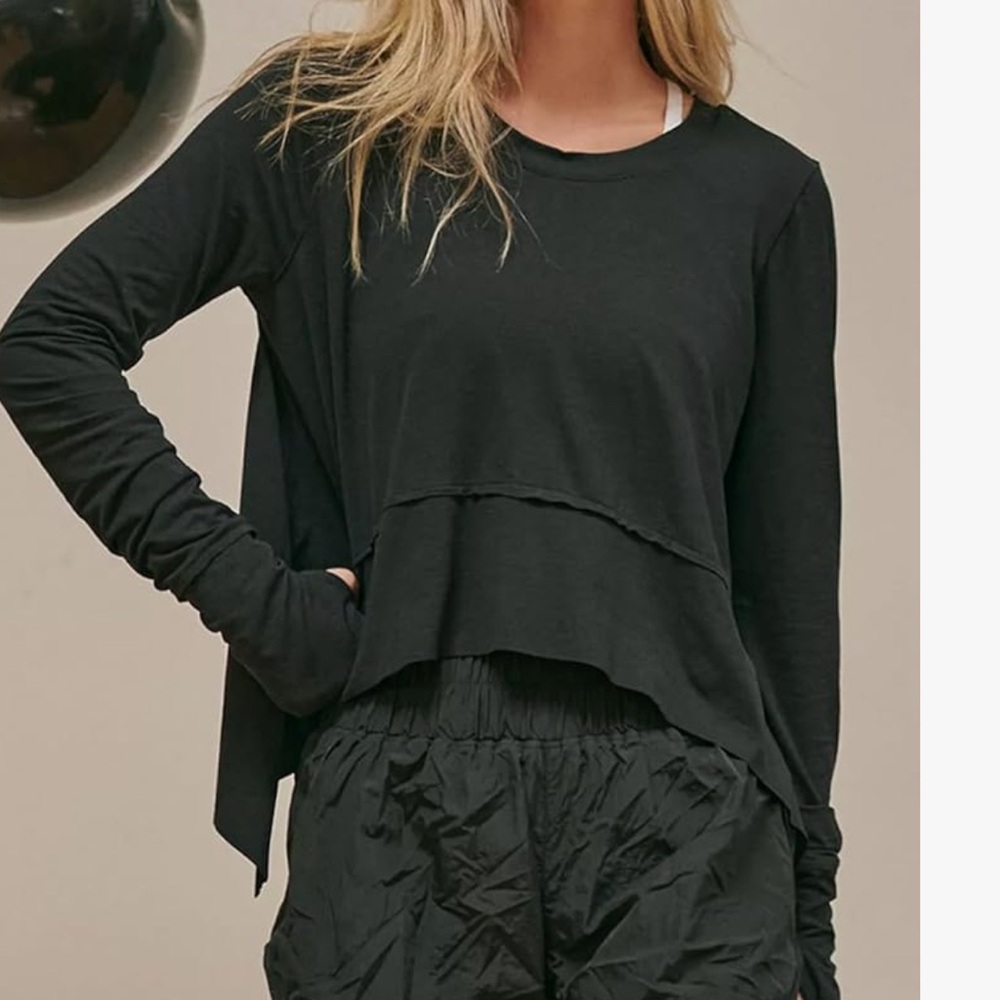 Dokotoo Long Sleeve Shirts for Women Workout Tops small black